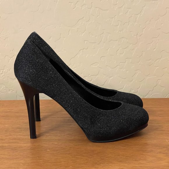 Nine West 6.5 Selma Black Sparkle Platform Heel Pumps Barely Worn!! - Picture 5 of 11